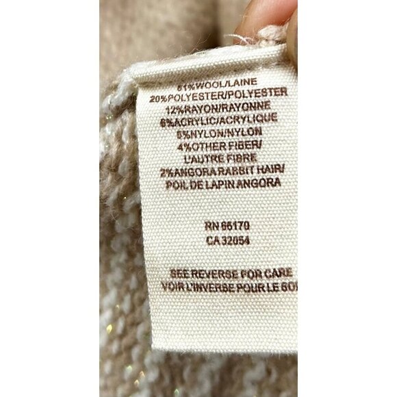 Free People Women's Striped Cardigan Sweater Beige/White Button Front Wool Blend - Picture 3 of 6